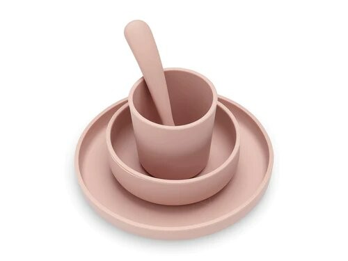 Coffret repas bébé en silicone-Rose Pâle 1