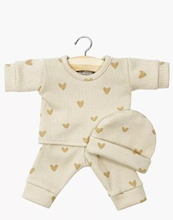 minikane-vetements-poupees-babies-pyjama-morgan-et-son-bonnet-en-maille-cotelee-petits-coeurs-beiges