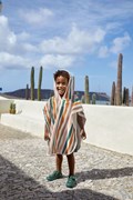 Poncho de plage anti-uv enfants - Vagues, rose blanc_4