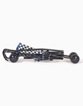 Poussette Racing Damier noir et blanc, biais bleu 2