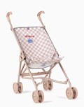 Poussette Racing Damier rose et blanc