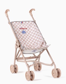 Poussette Racing Damier rose et blanc