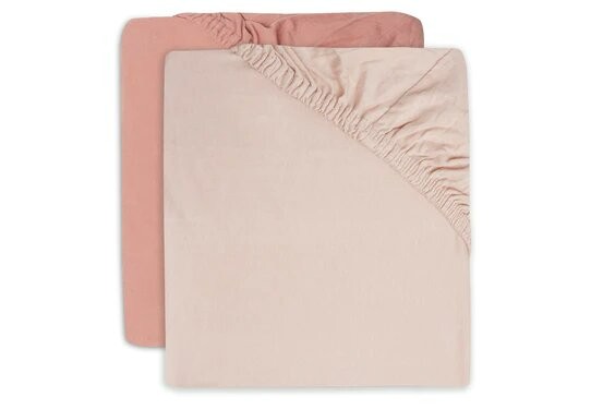 Drap housse 60x120cm rose pale bois de rose 2 pieces 4