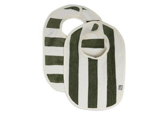 Bavoir Stripe Terry - Vert Feuille - 2 Pièces - GOTS