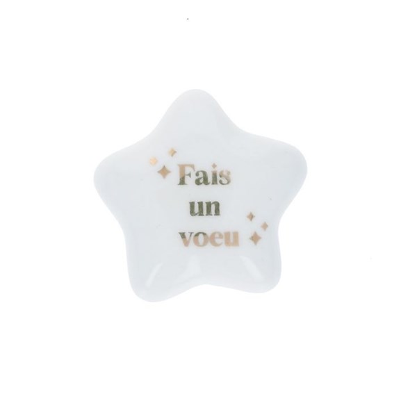 Étoile en céramique blanche et dorée _Fais un vœu_