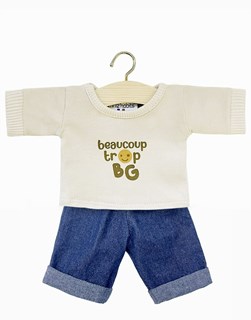 Ensemble T-shirt Beaucoup trop BG et jean boyfriend bleu