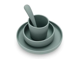 Coffret repas bébé en silicone-Vert cendré 4