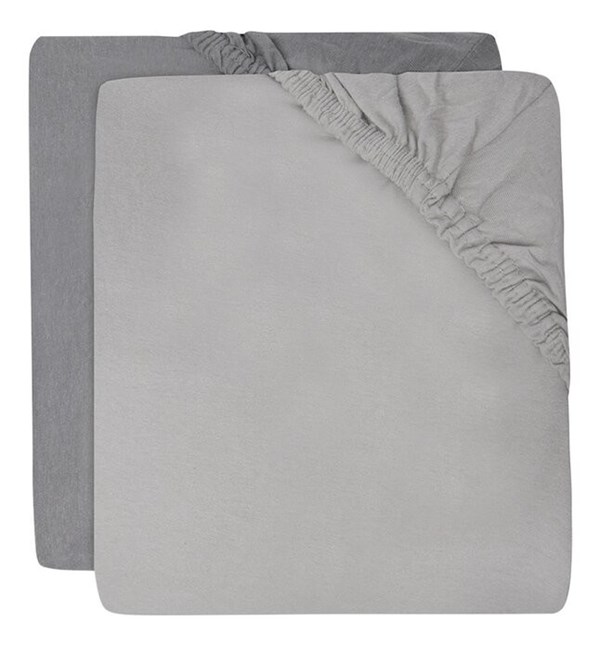 [22310801] Jollein Drap-housse pour lit Soft Grey-Storm Grey Lg 120 x L 60 cm - 2 pièces