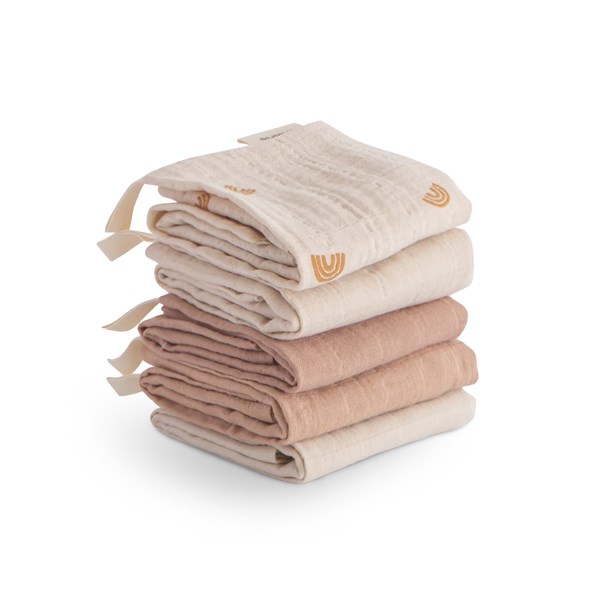 Muslin Cotton Washcloth 5-Pack_Rainbows Combo_Stack