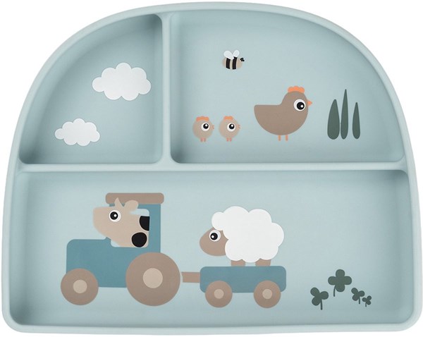 ASSIETTE À COMPARTIMENTS TINY FARM - Bleu (1)